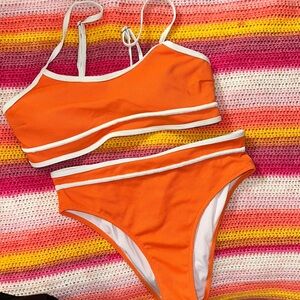 Orange and White Swim Set
